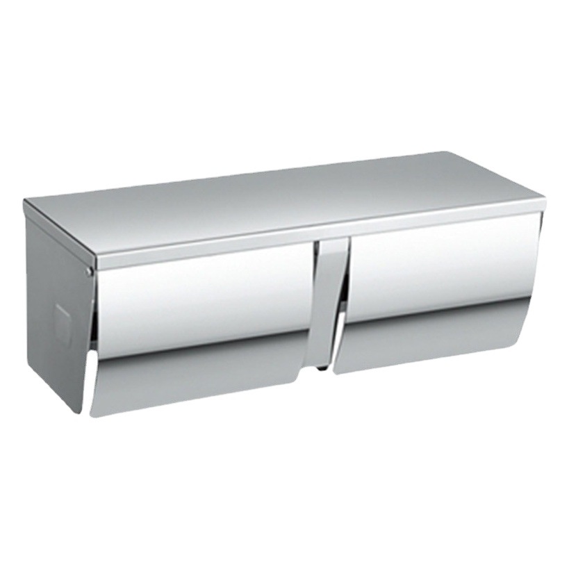 Cross-border Wholesale 304 Stainless Steel Tissue Holder Hotel Engineering Waterproof Tissue Box Ashtray Double Grid Double Roll Paper Holder