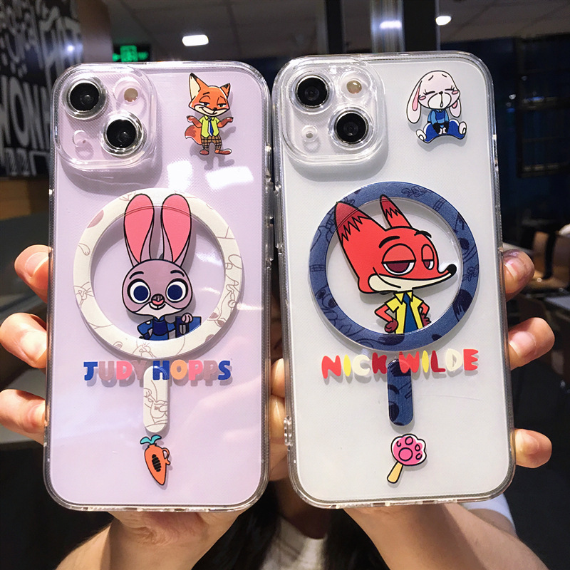 Cartoon Magnetic Suction Suitable for Apple 17Promax Mobile Phone Case 16E Couple Model 15 Cute 14 Anti-Fall 13 Soft 12 Sets