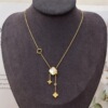 Small sophisticated golden necklace stainless steel, white zirconium, micro incrustation