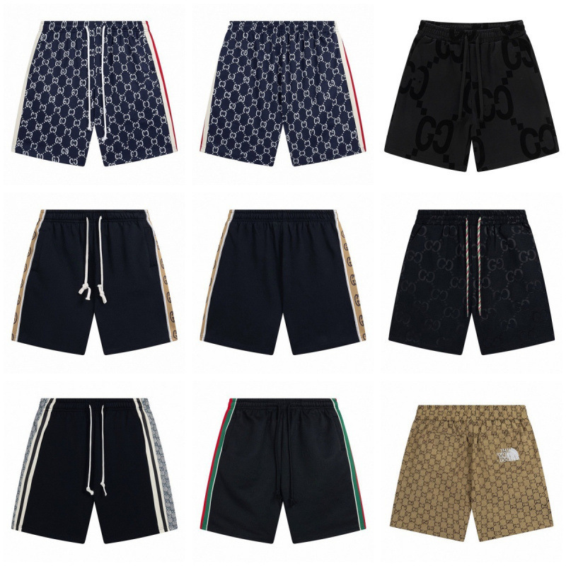 High-End Gu Brand Shorts 2026 New Model Logo Jacquard Patchwork Reflective Casual Loose-Fit Knee-Length Shorts