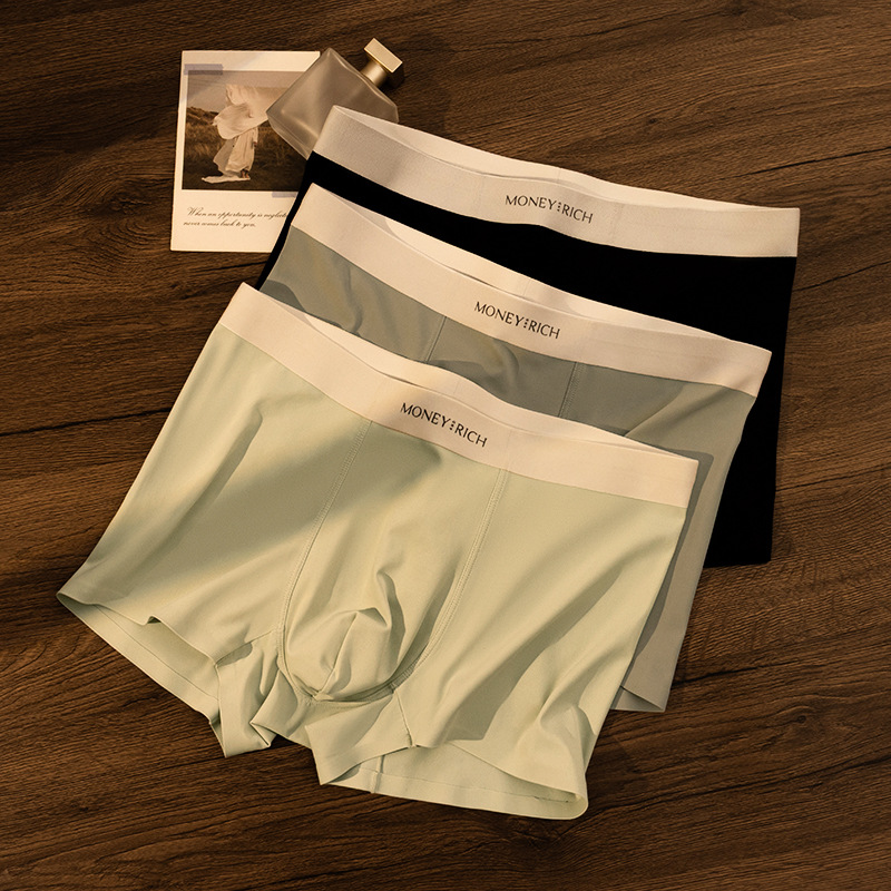 Nuevo sin marcas de seda de hielo ropa interior de hombre gran suave piel transpirable antibacteriana pantalones de calcetín de cuñón hombre fábrica al por mayor
