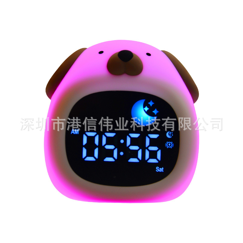Los niños duermen con luces nocturnas de silicona reloj de alarma de aprendizaje de gestión de tiempo de carga transfronteriza lindo animal