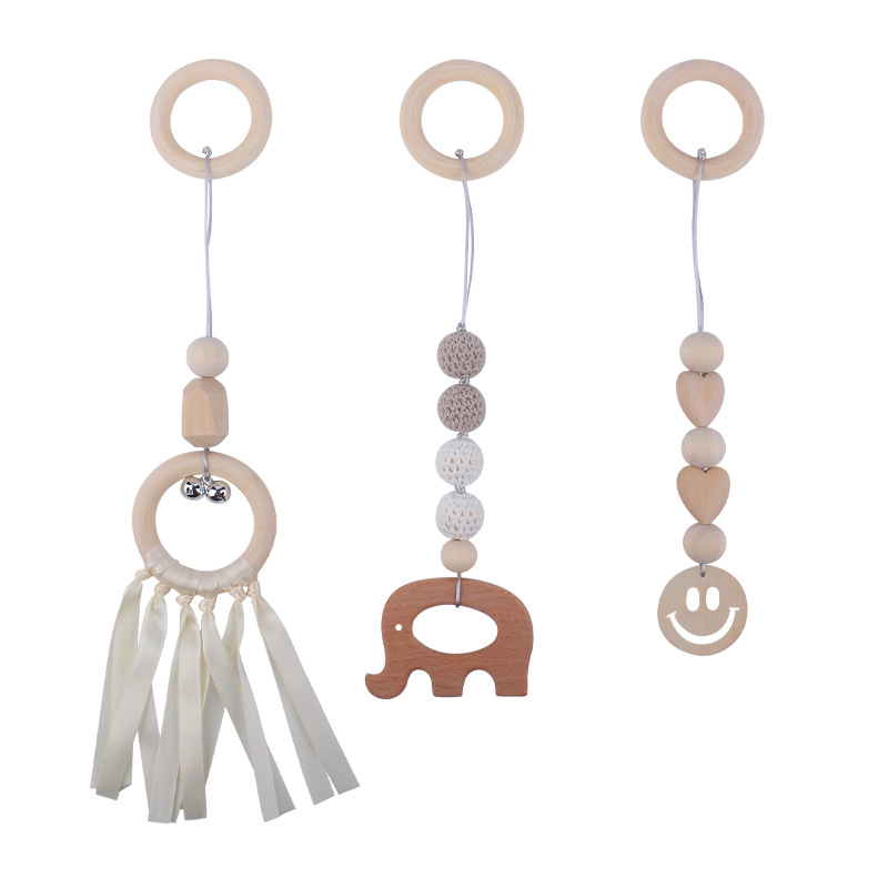 Nuevo bebé suministros de dibujos animados animal haya mordedor calmante bebé juguete pequeña campana fitness rack traje