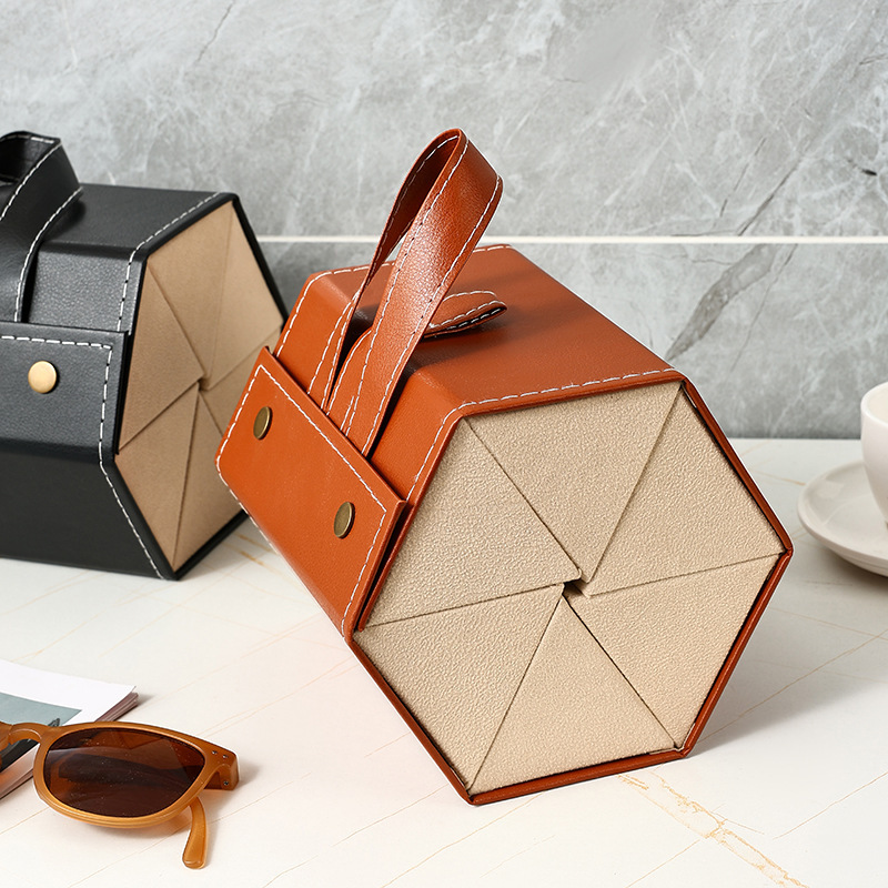 Travel Sunglasses Storage Box Pu Leather Hanging Foldableable Glasses Case Multi-Grids Glasses Storage Box