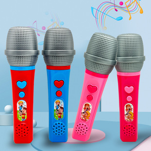 Children's Cartoon Fun Home Amplaring Microphone Toy Baby Singing Small Host Imitation Real Plastic Microphone