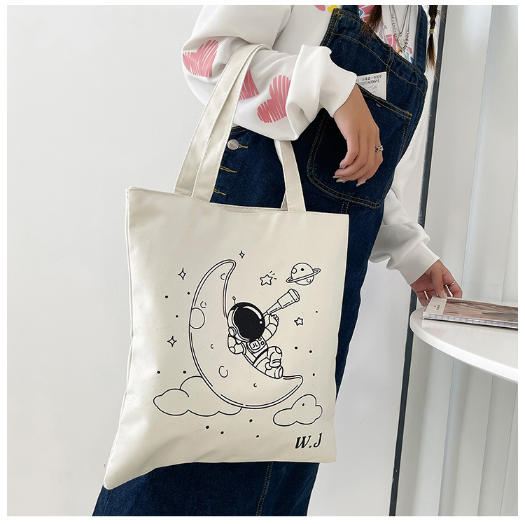 Women's Large Canvas Cartoon Classic Style Zipper Canvas Bag display picture 46