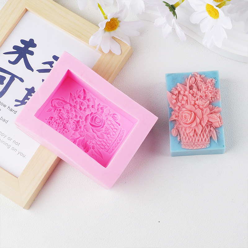 Herramientas de horneado cestas de flores de azúcar molde de pastel chocolate molde de silicona de grado alimenticio molde de jabón hecho a mano molde de jabón al por mayor