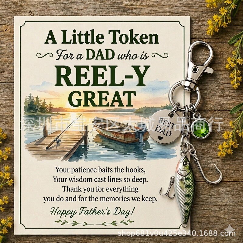 Father's Day Gift Fish-Shaped Keychain the Dad Who Loves Fishing Keychain