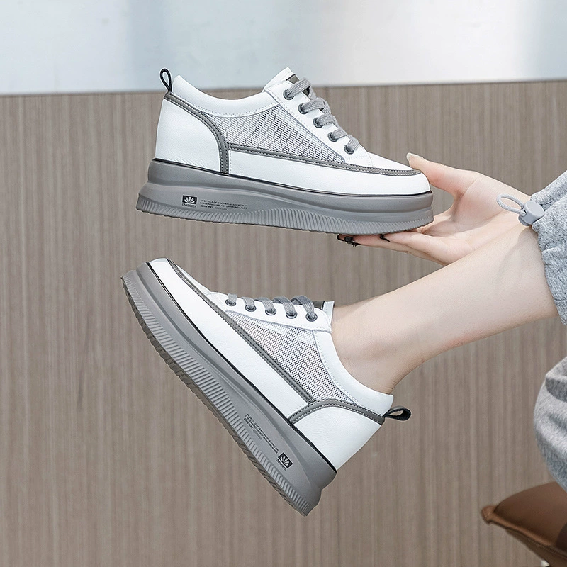 2021 весенне-летняя новая повседневная женская обувь со скрытым увеличением роста на толстой подошве, сетчатая дышащая в модных женских ботинках