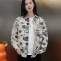 长袖翻领美式涂鸦衬衫