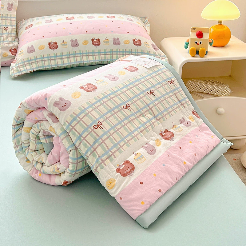 Летнее одеяло из хлопка Синьцзян класса А с широкими краями, летнее одеяло из мытого хлопка, одеяло с мультяшным кондиционером, моющееся подарочное одеяло Lingxiang