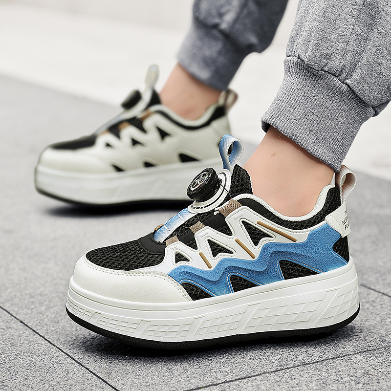 Children's Heelys Shoes for Girls, Four-Wheel Invisible Button, Boys' Four-Wheel Heelys Shoes, Retractable Automatic Retractable Roller Skates