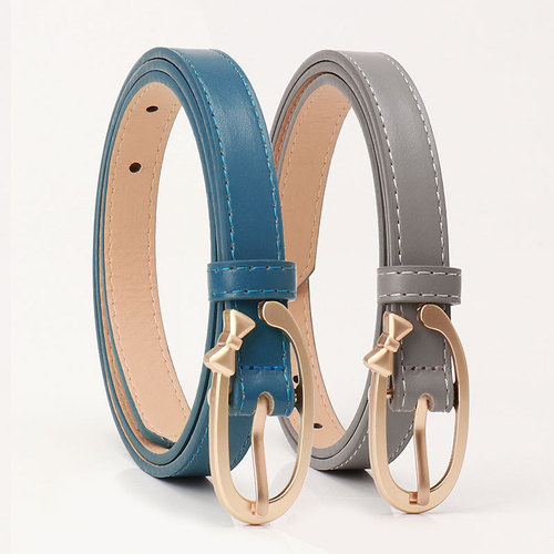 New Cute Ladylike PU Women's Belt with Small Butterfly Bow KT Cat Pin Buckle - Versatile Belt for Women to Match Jeans