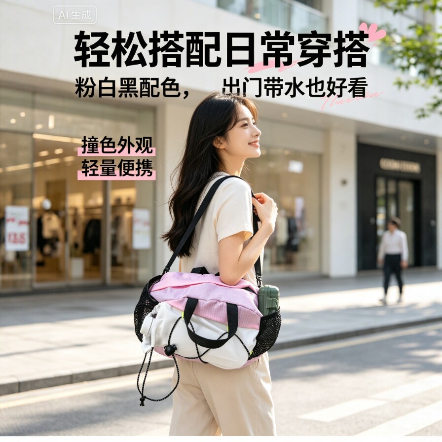 Sports waist bag for men and women, lightweight multi-functional color-blocking shoulder bag for outdoor fitness, student cycling storage bag