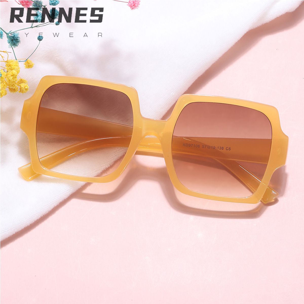 2022 nueva moda europea y americana gafas de sol cuadradas gafas de sol de calle de color jalea ins gafas de sol de tendencia transfronteriza