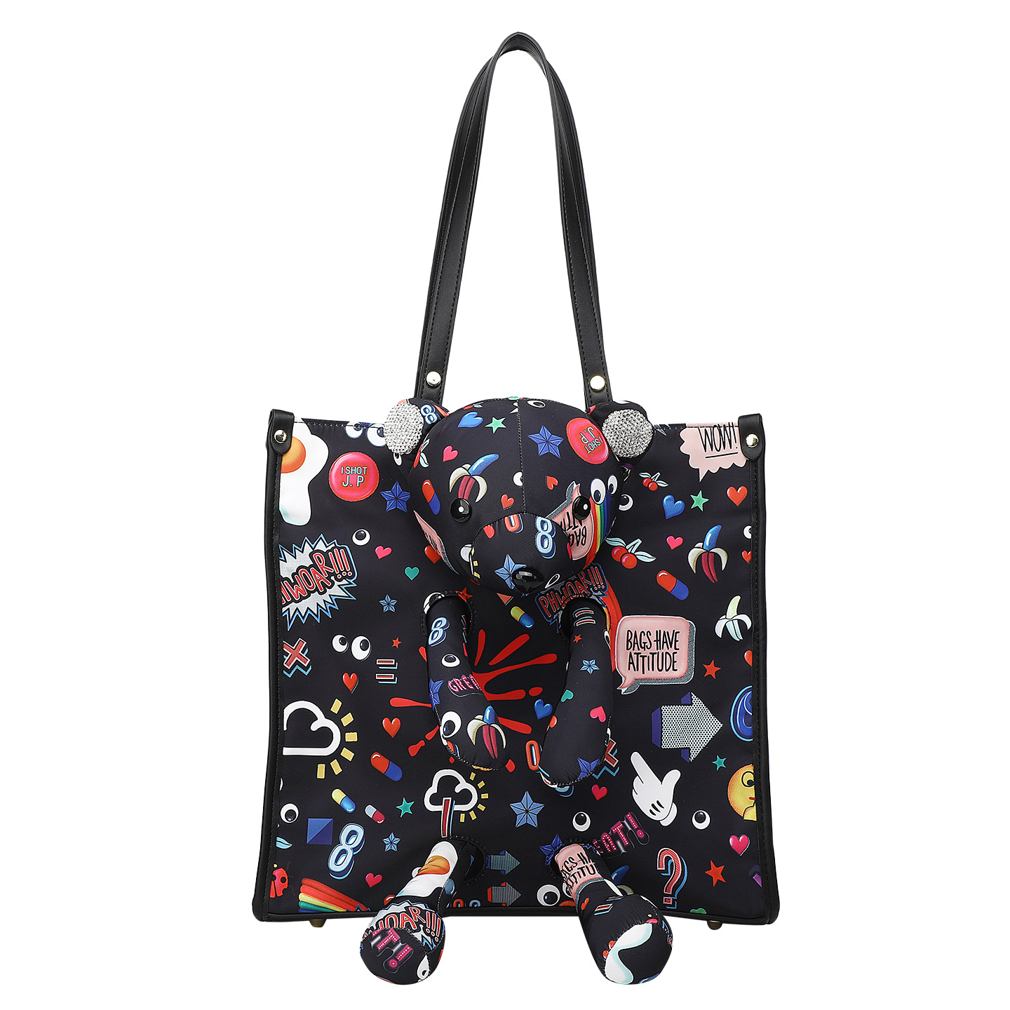 Tela de nylon de gran capacidad impresa bolsa de ocio con cremallera de hombro de viaje bolsa de almacenamiento muñeca de dibujos animados 2850 #