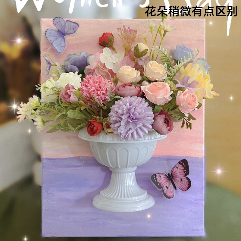 プリザーブドフラワー半壁花瓶シンプルなヨーロッパアート絵画植木鉢製図板手描き花器背の高いフラワーアレンジメント花瓶卸売|undefined
