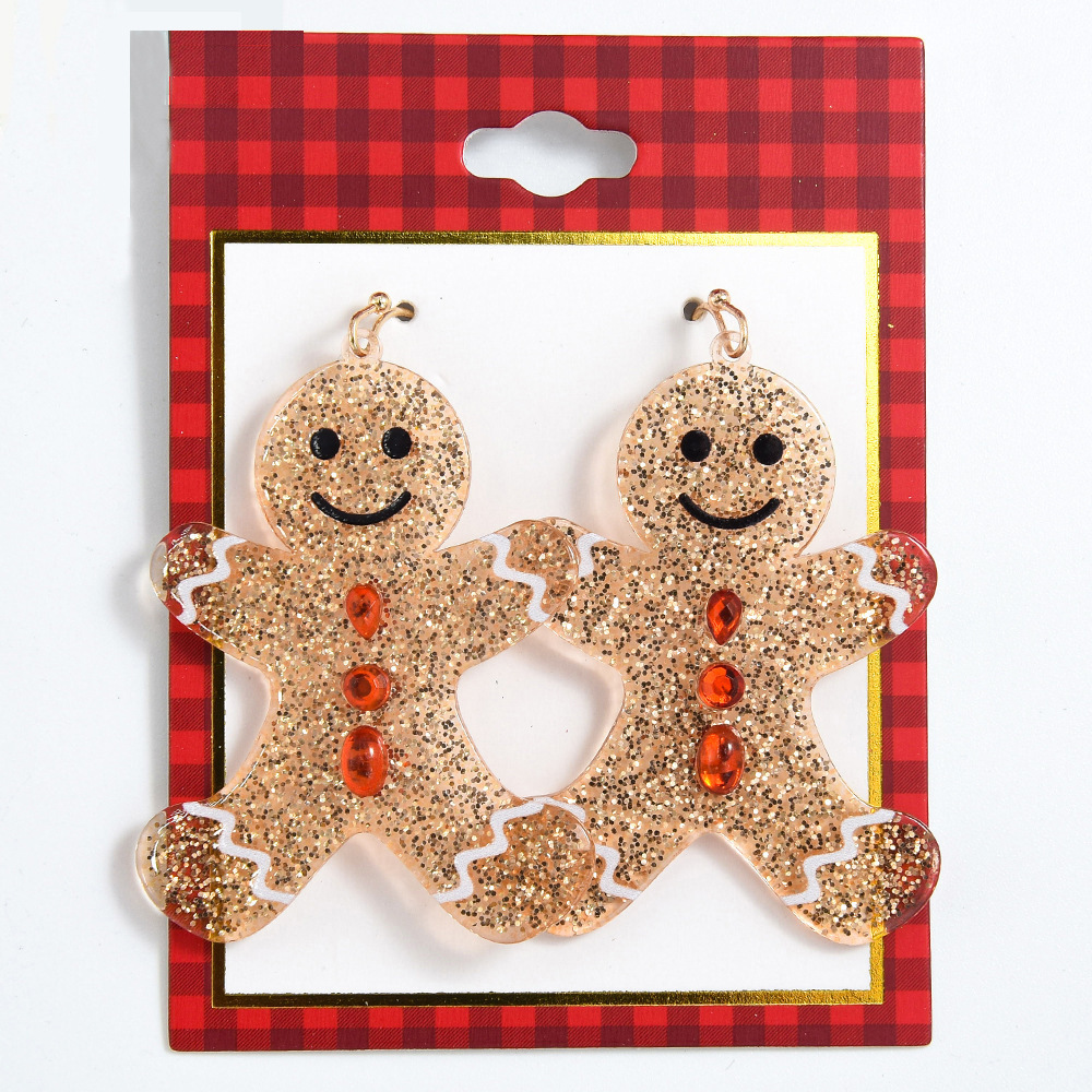 1 Pair Cute Cartoon Character Gingerbread Arylic Ear Hook display picture 1
