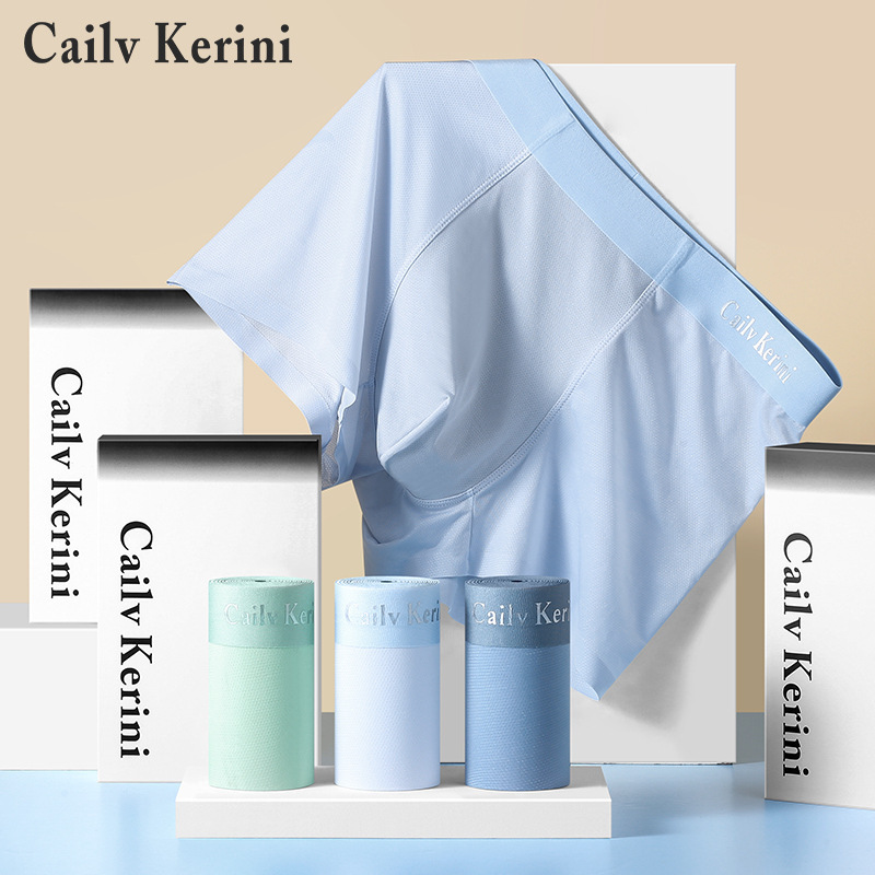 2025 New Cool Summer Men's Underwear Gift Box Ice Silk Fabric Breathable Boxer Briefs Antibacterial Underwearохck