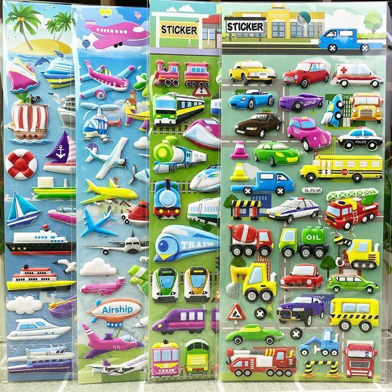 エンジニアリング車両ステッカー、子供用ステッカー、車、輸送車両、掘削機、バブルステッカー、3D立体ステッカー|undefined