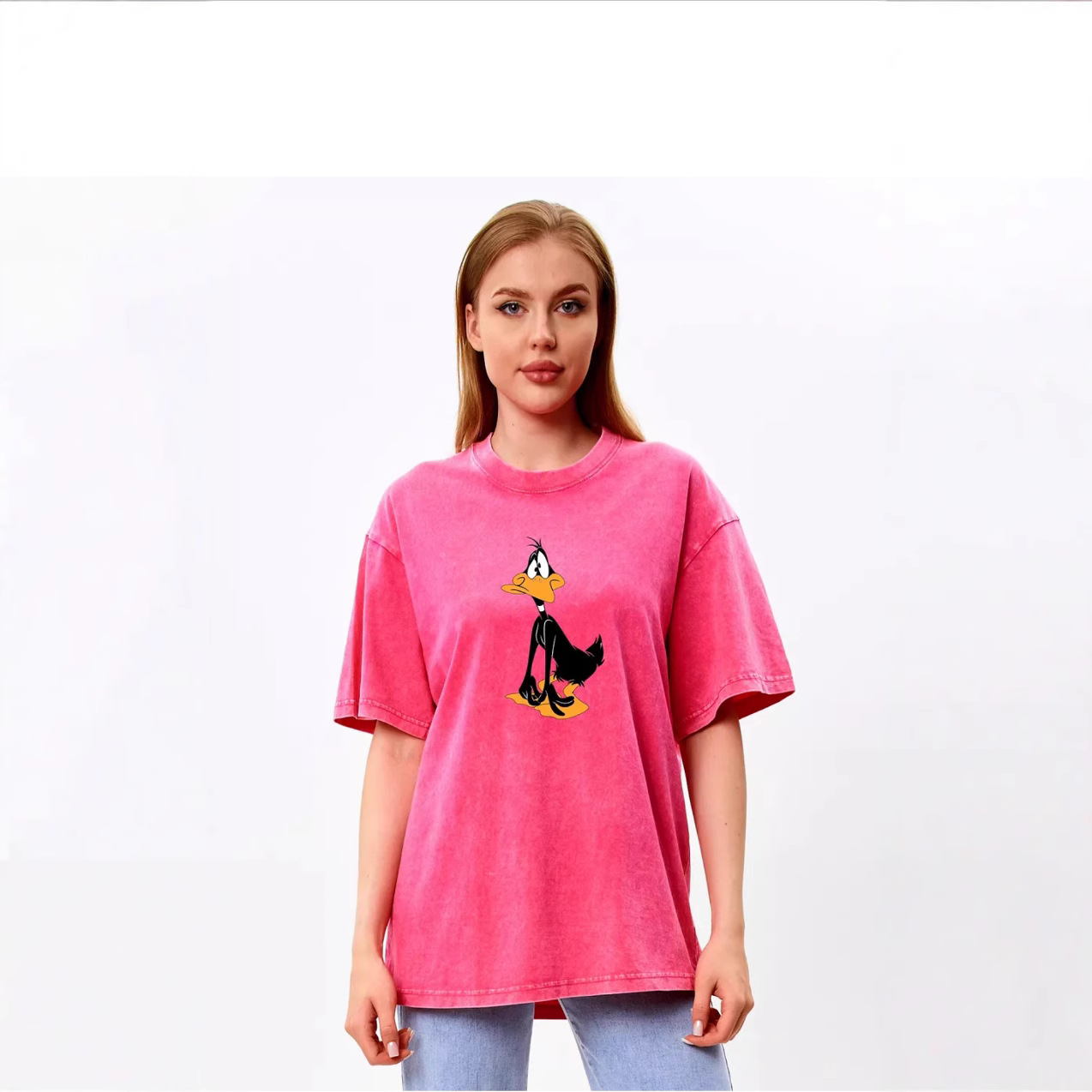 American Style Retro Old Washed Summer European And American 100 Cotton Short-sleeved T-shirt Loose All-match Elegant Street Top