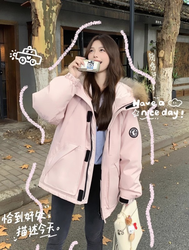 新国标90绒工装派克服羽绒服女中长款小个子加厚外套2025真貉子毛|undefined