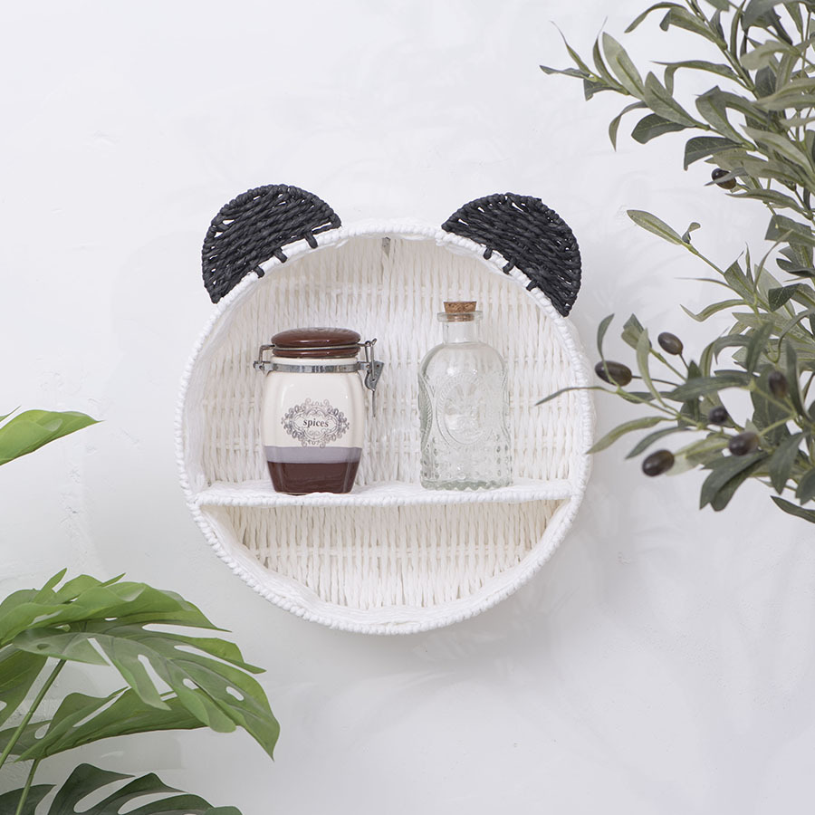 Pandas orejas de caña estante de almacenamiento redondo cesto de almacenamiento dormitorio pared almacenamiento cosmético estante de exhibición de plantas suculentas