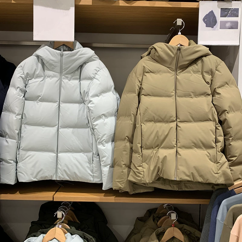 Японская женская зимняя бесшовная пуховая куртка с капюшоном