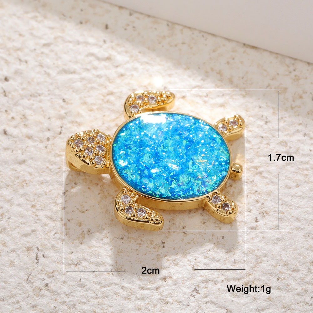 Zircon Inlay Material 1 Piece Copper Zircon Tortoise Animal Sun Pendant DIY Jewelry Accessories Necklace