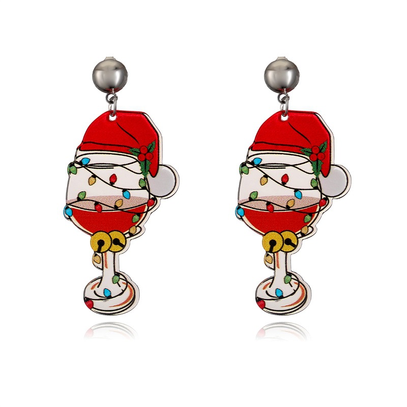 Navidad transfronteriza joyas navideñas bonitos sombreros de Navidad pendientes de animales de moda femenina pendientes de orejas navideñas