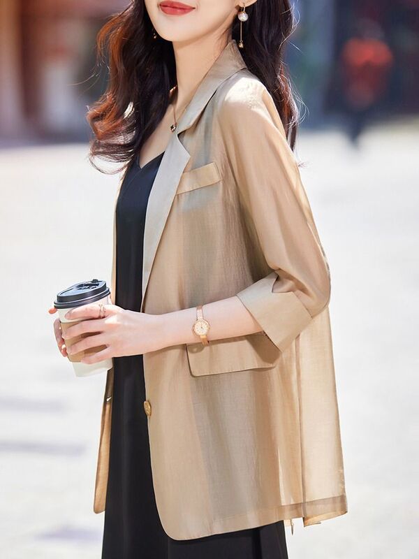 Women's Thin Blazer 2026 Spring and Autumn New Casual Fashion Outerwear Cardigan Sun Protection Small Suit Jacket