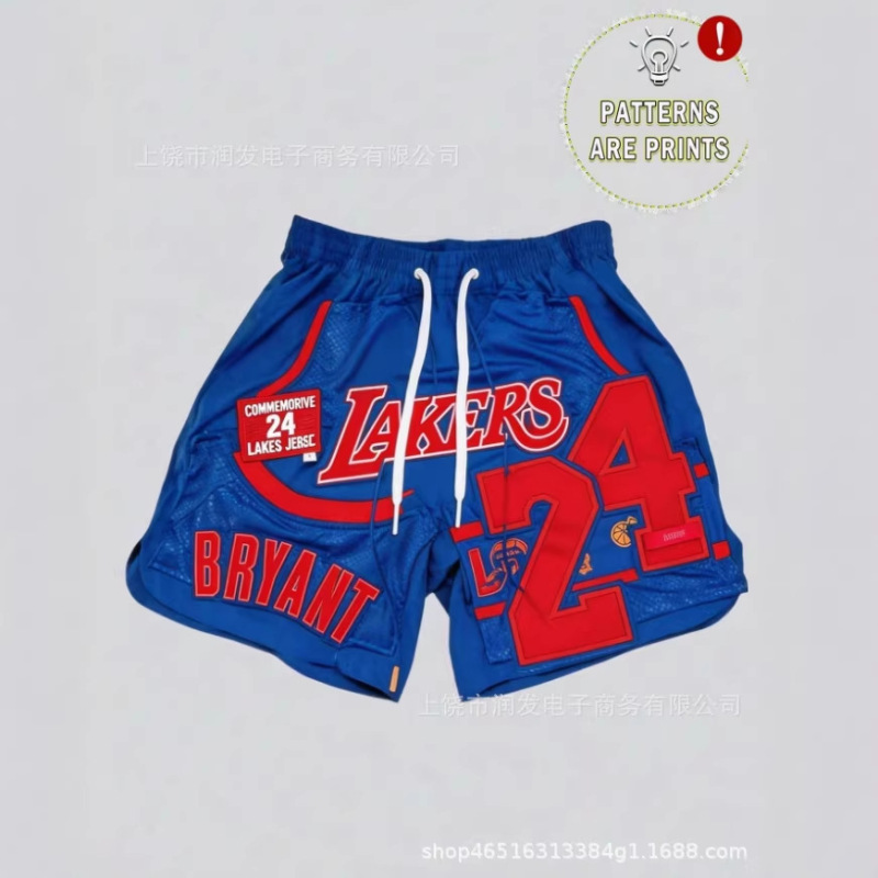 2026 Cross-Border Hot-Selling Los Angeles Lakers No. 24 Sports Shorts for Men, Summer Loose Quick-Dry Basketball Training Shorts