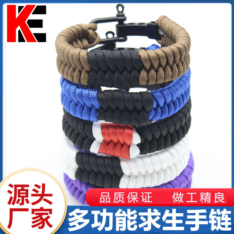 Outdoor Survival Tactical Bracelet, Adjustable Metal Buckle, Multifunctional Bracelet, Outdoor Survival and Life-Saving Paracord Wrist Strap