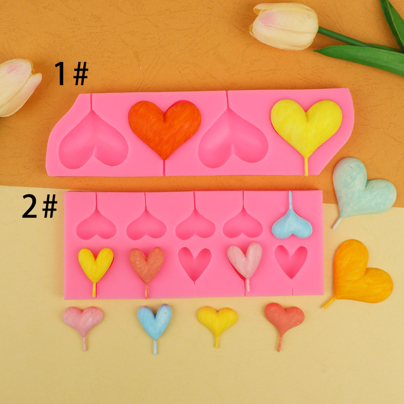 En forma de corazón Lollipop chocolate molde de silicona herramienta creativa para hornear fondant pastel de chocolate accesorios de decoración