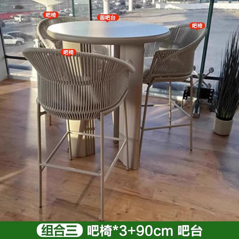 Sofá nórdico de caña al aire libre silla de caña individual mesas y sillas balcón hotel alojamiento residencial patio mesa de té cama