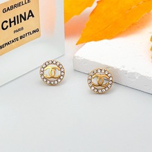 欧美法式复古双c耳钉2024年新款小众设计轻奢高级感小香风耳饰女