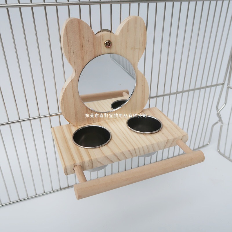 オウム用品 鳥のおもちゃ フードカップ ミラー組み合わせ 鳥ミラー オウム ステンレス製フードボウル フードカップ ウォーターカップ|undefined