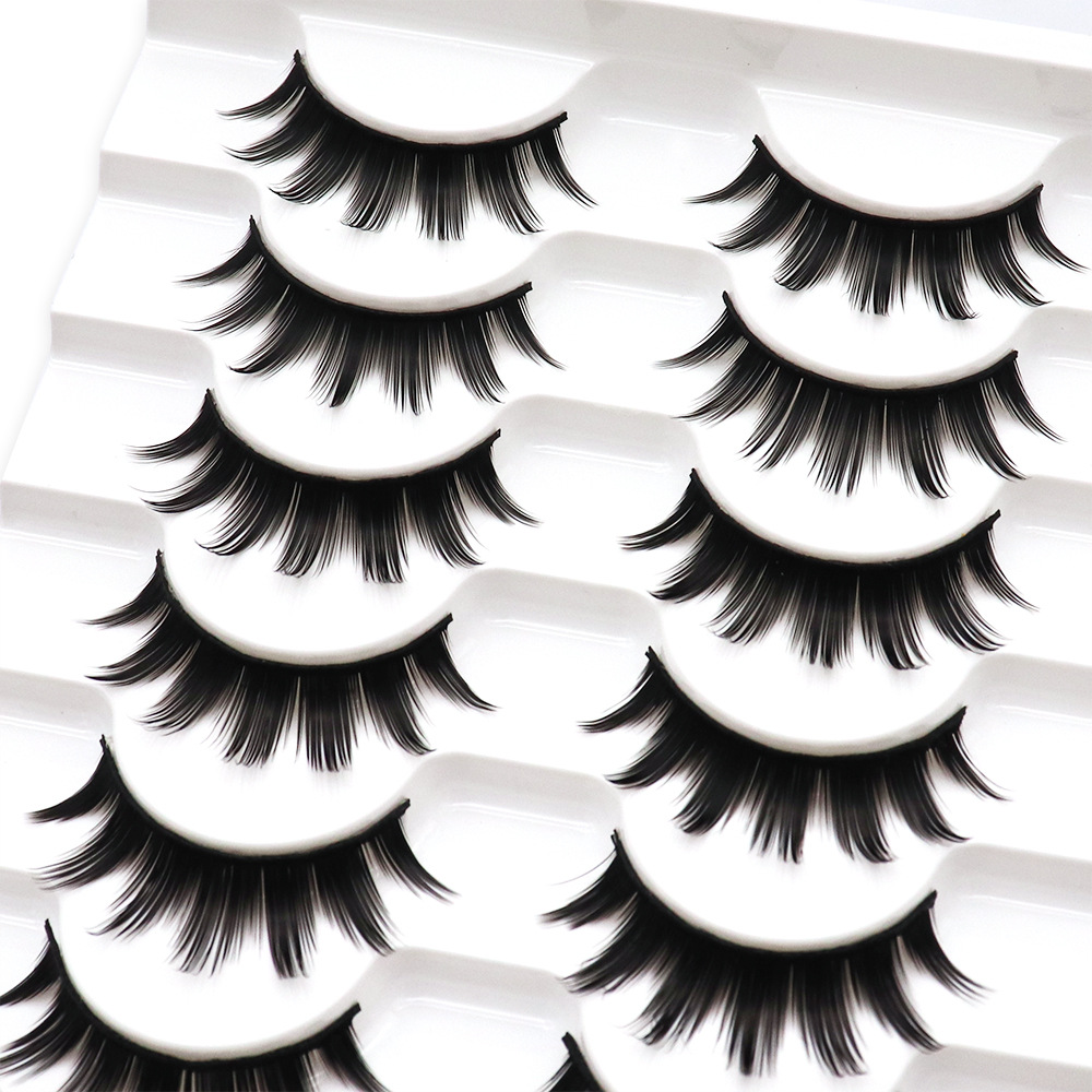 Tres ramas de color demonio 10 pares de pestañas falsas gruesas Barbie caricatura toda una pieza de soporte duro doble párpado