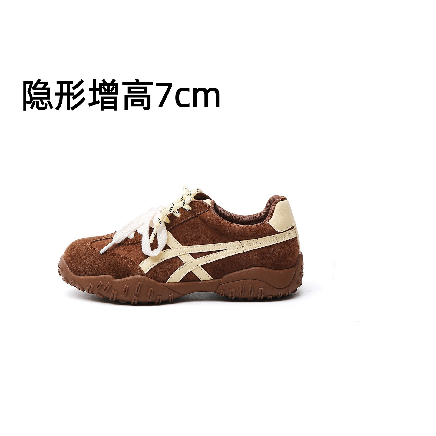 7cm内增高德训鞋女2025新款秋冬厚底小个子复古美拉德休闲运动鞋