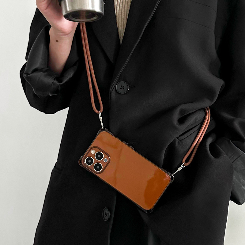 Iphone18Pro Mobile Phone Case Is Suitable for the Four-Corner Opening Model 17Promax Crossbody Strap Apple 15/16 Protective Case