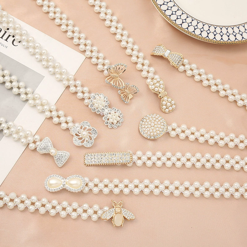 Жемчужная цепочка на талию для женщин, элитный стиль, подходит для платьев, пояс, цепочка на талию, цепочка для коррекции фигуры, декоративный универсальный аксессуар для свитера.