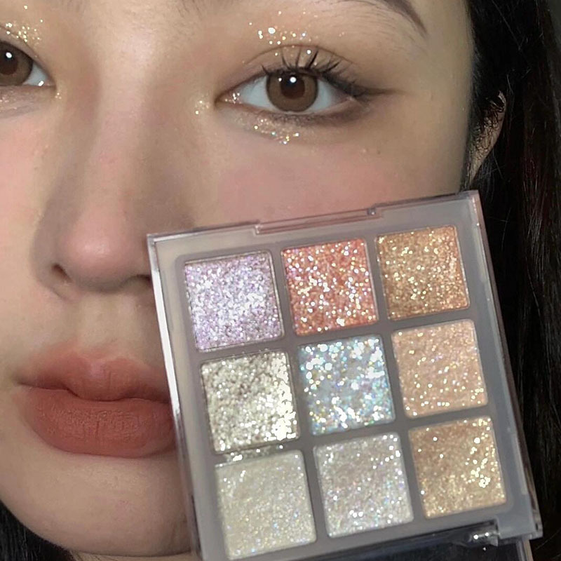 DIKALU 식료품 점 9 색 아이 섀도우 플레이트 매트 진주 빛 밀크 티 컬러 신선한 틈새 은하 연인 스파클링