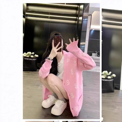 国境を越えたファッションブランドの新しいセーターカーディガン2024秋冬ニットコートの女性ジャカードがゆったりして痩せている上着