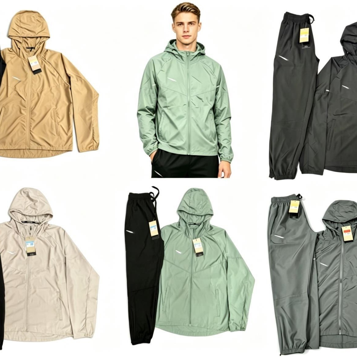 Quick-Drying Ribbed Single-Layer Dd4747+4834 Combination Set Cross-Border Foreign Trade Purchasing Wholesale Casual Sports Windproof