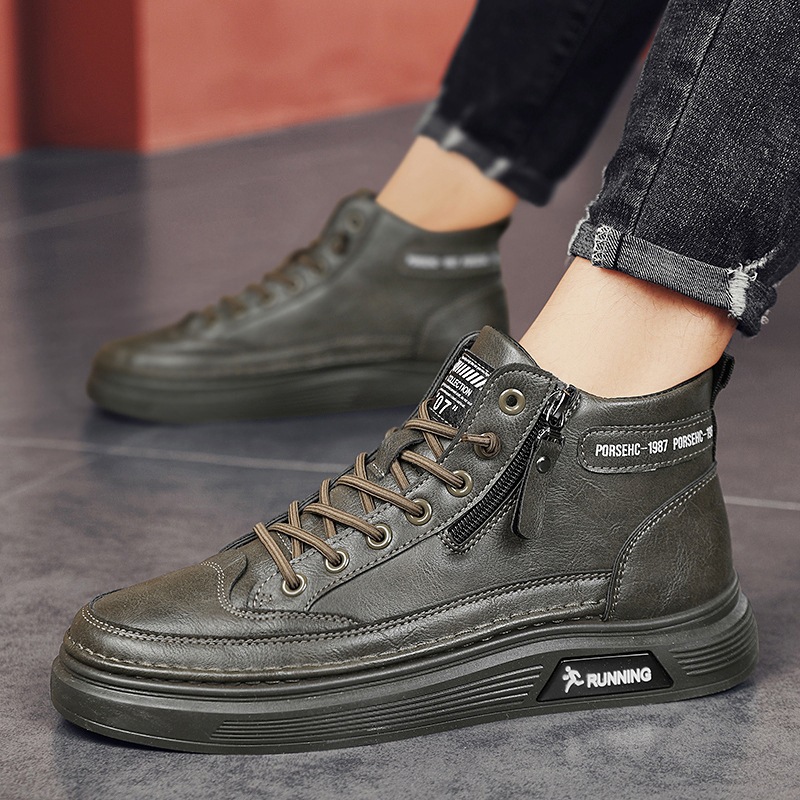 Zapatos de hombre de alta calidad de tendencia de otoño y invierno 2024 nuevos zapatos de skate con cremallera para hombres con zapatos deportivos casuales de moda para estudiantes