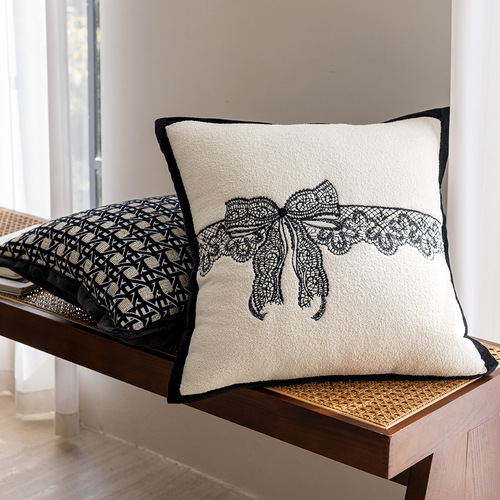 Elegant Black Sofa Cushion Cover with a Luxurious Touch—Perfect for Hotel Showrooms, Decorative Throw Pillows, Bedside Backrests, and Bedside Backing Pads