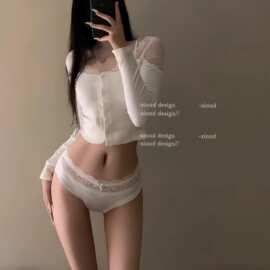 甜美系纯欲性感内裤女蕾丝花边少女感抗菌纯棉裆低腰提臀三角裤