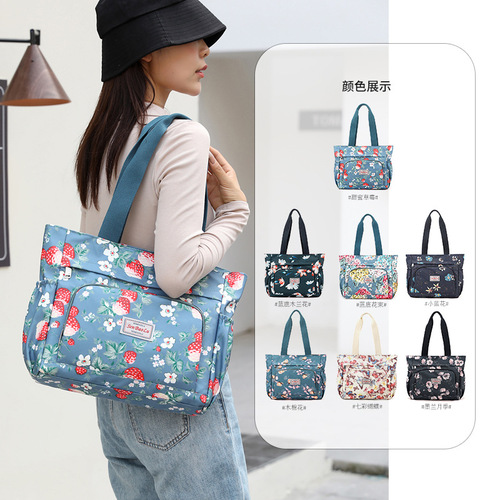 Ladies Casual Single Shoulder Bag Large Capacity Travel Waterproof Lightweight Printed Mother Handbag Tote Women's Bag