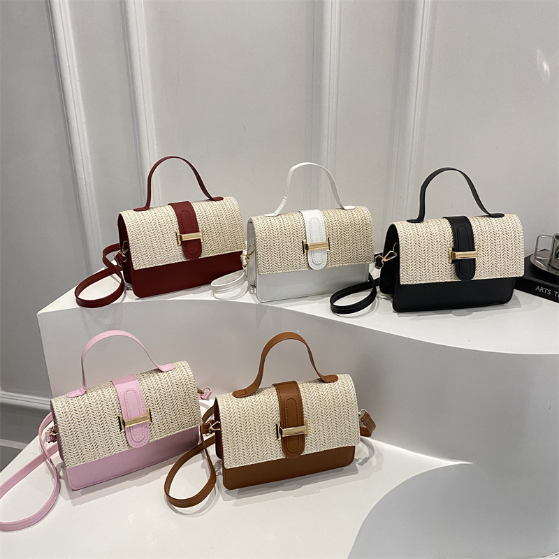 Bolso de tejido para mujeres 2025 nueva moda simple pequeña cadena fresca bolso de hombro bolso de tejido de paja