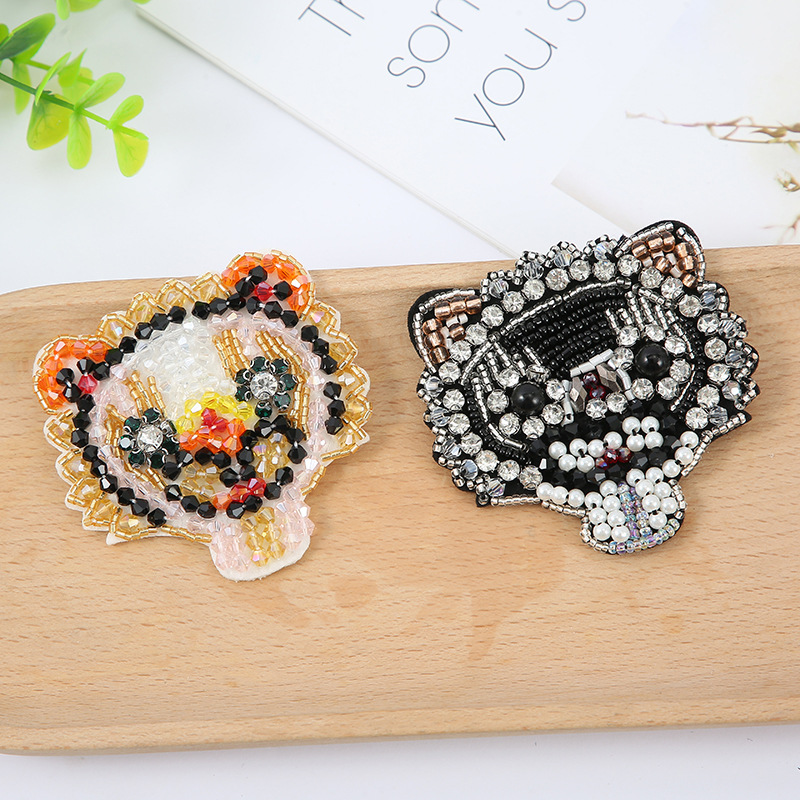 厂家批发手工钉珠虎牛老虎头服装补丁布贴鞋帽包包装饰品现货供应